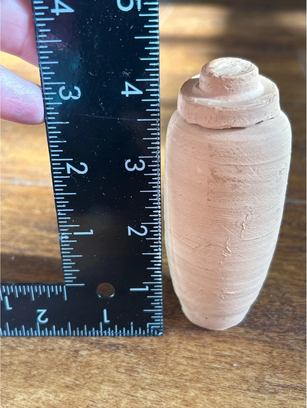 Small Handmade Terracotta Scroll Container with Paper Scroll